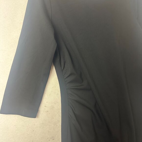 J Mclaughlin Sara Dress sz M 3/4 Sleeve Ruched side classic formal little black - Picture 2 of 5